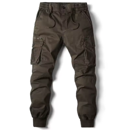 "Tactical cargo broek heren, duurzaam katoen, multifunctionele zakken, stoere streetwear stijl, comfortabele pasvorm."