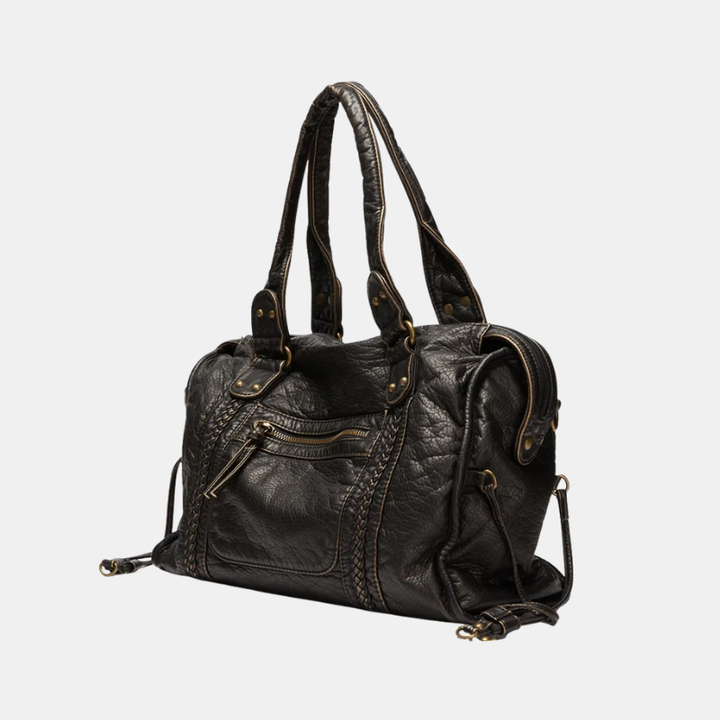 Elegante zwarte retro handtas voor dames, modieuze schoudertas met vintage look.