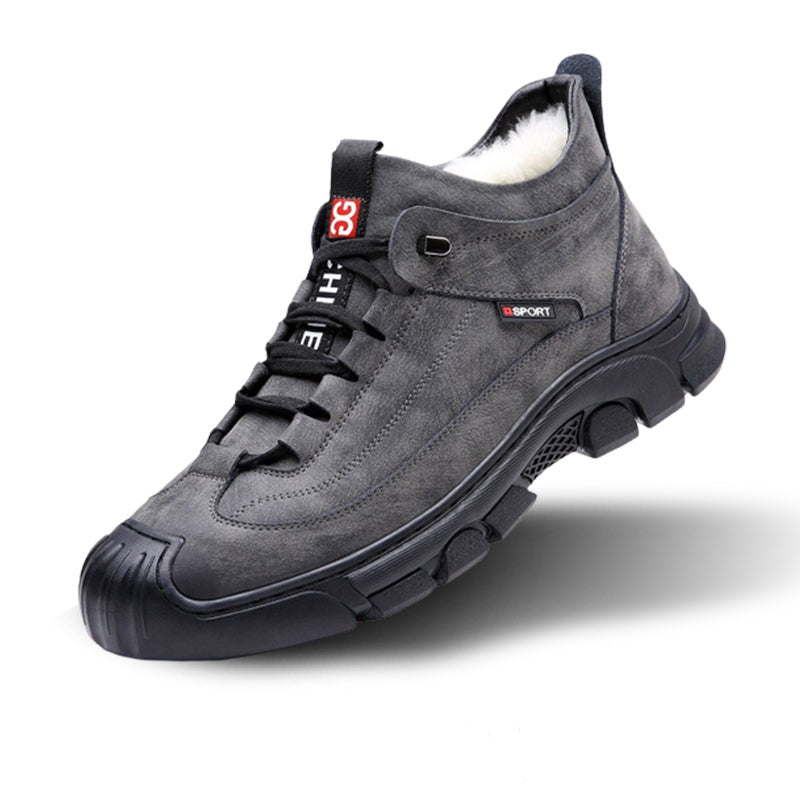 Theo heren sneakers in grijs; stijlvolle veterschoenen met decoratieve zijrits en comfortabel voetbed.