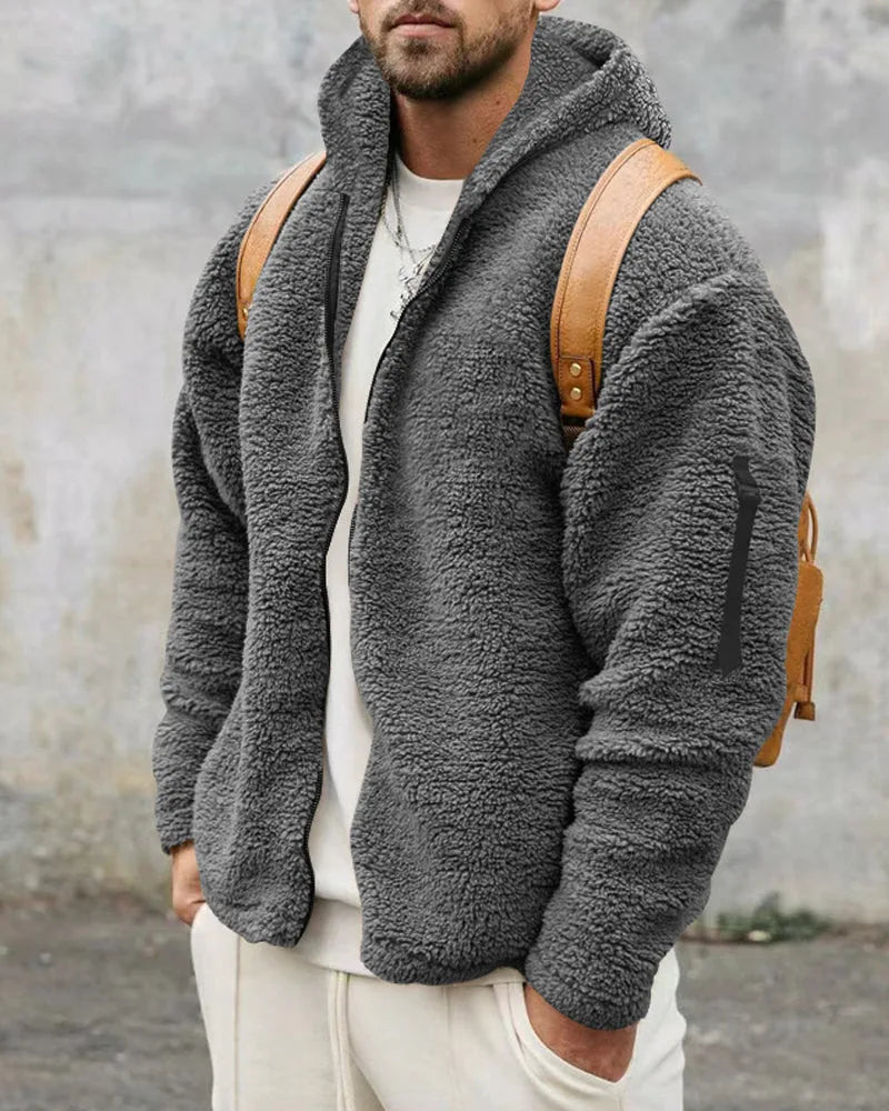Rugzijde comfortabel oversized heren bomberjack met capuchon, ideaal voor een relaxte casual stijl.