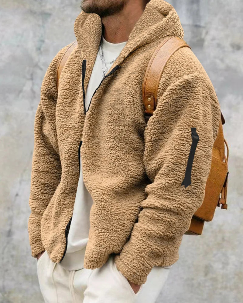 Warm oversized heren bomberjack met capuchon en ritssluiting, comfortabel voor de koude herfst- en winterdagen.