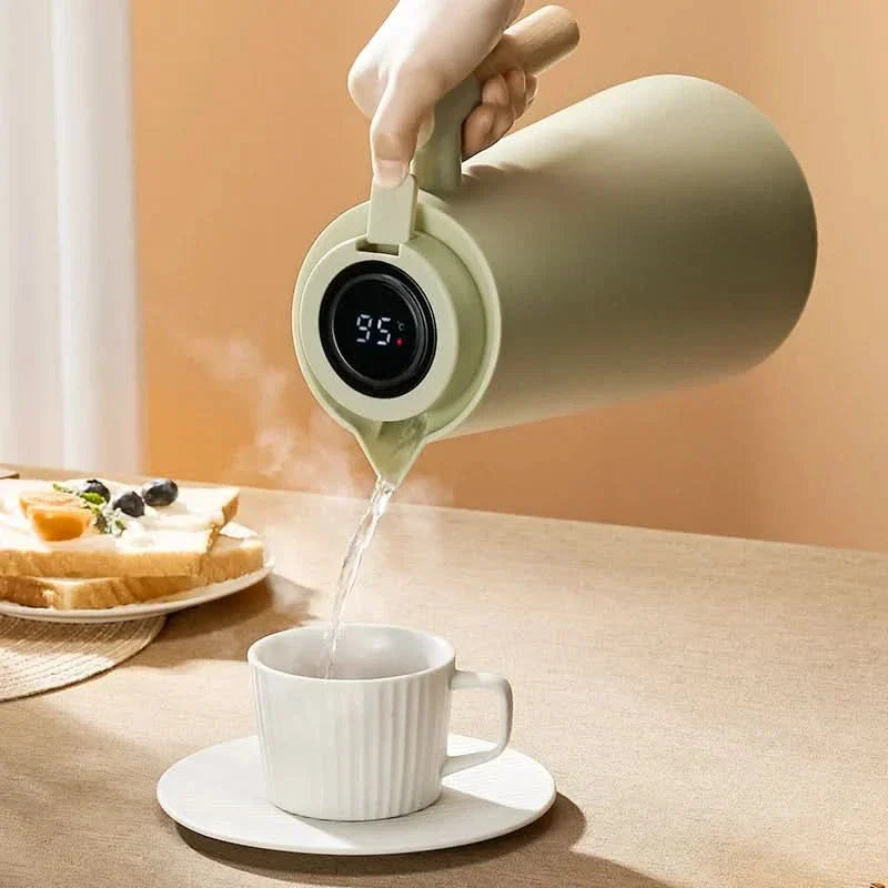 1L thermoskan met temperatuurweergave voor warme koffie & thee. Stijlvolle isolatiekan unisex design.