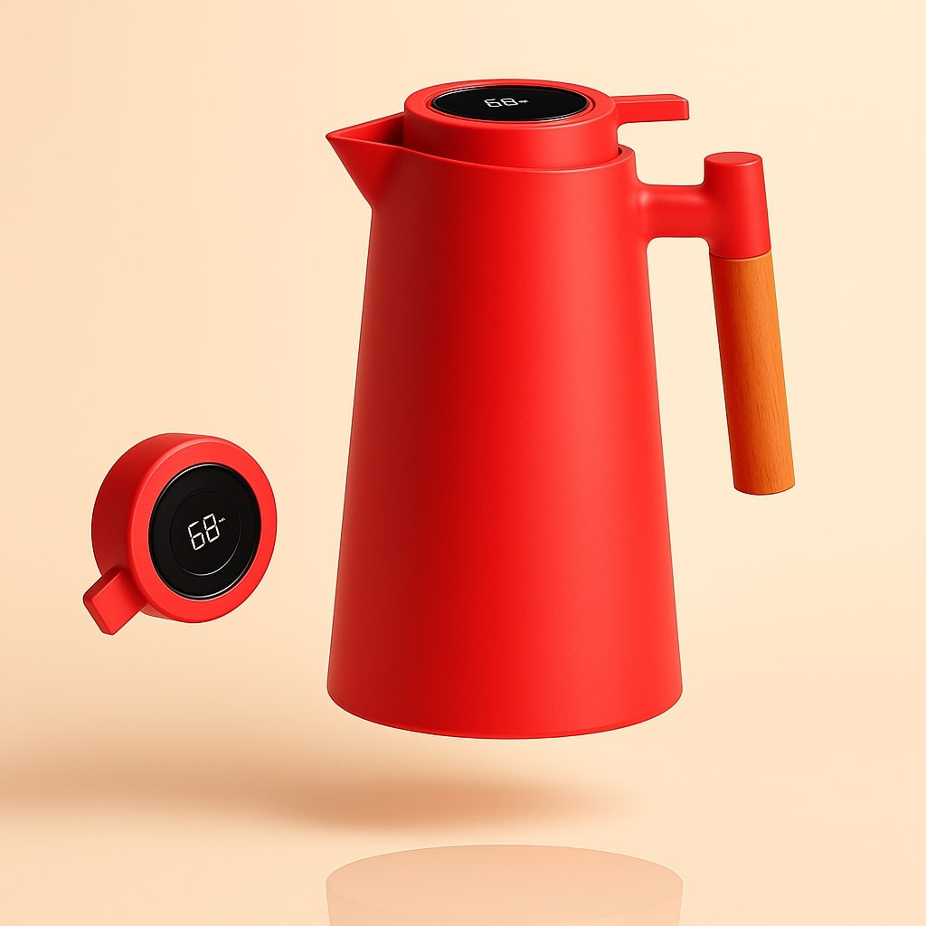 Koffiekan 1L met display en isolatie. Behoudt de temperatuur van je koffie, perfect voor lange dagen op kantoor.