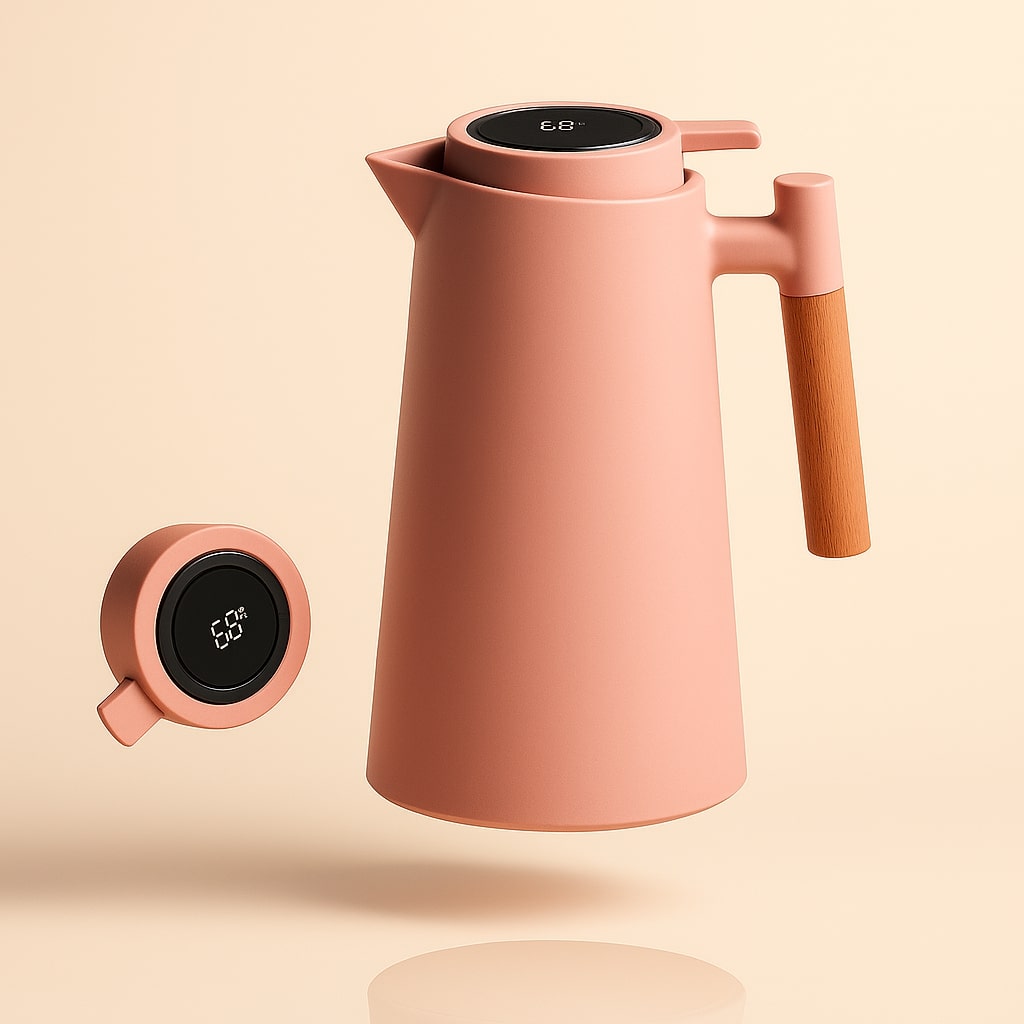 Thermoskan 1 liter voor koffie en thee met temperatuurweergave. Ideale warmhoudkan voor elk moment.