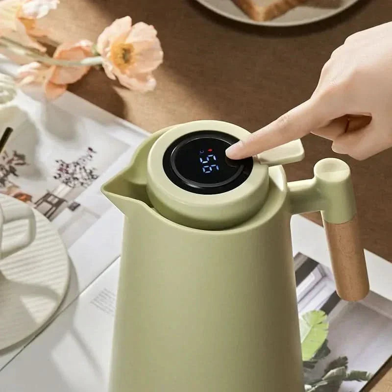 Slimme thermoskan 1L met digitale temperatuurweergave. Ideaal voor koffie, thee thuis of op kantoor.