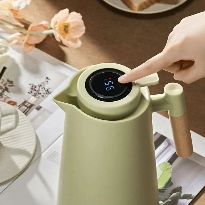 Slimme thermoskan 1L met digitale temperatuurweergave. Ideaal voor koffie, thee thuis of op kantoor.