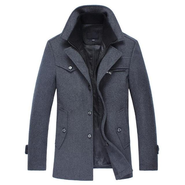 Dikke heren double-breasted overjas voor de winter, biedt warmte en een elegante zakelijke uitstraling.