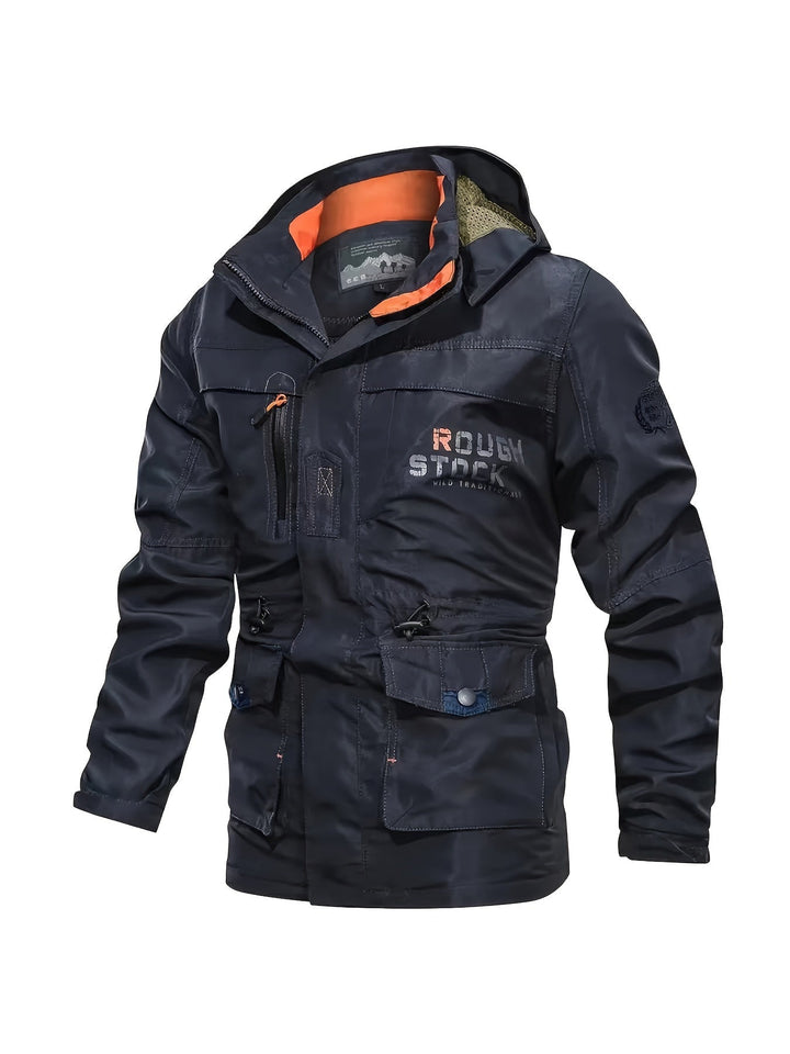 Praktisch heren sportjack voor outdoor activiteiten, comfortabel met afritsbare capuchon.