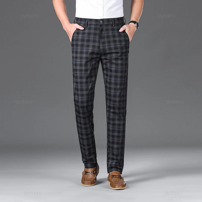 Comfortabele heren geruite broek, tijdloos en veelzijdig voor zowel formeel als dagelijks gebruik.