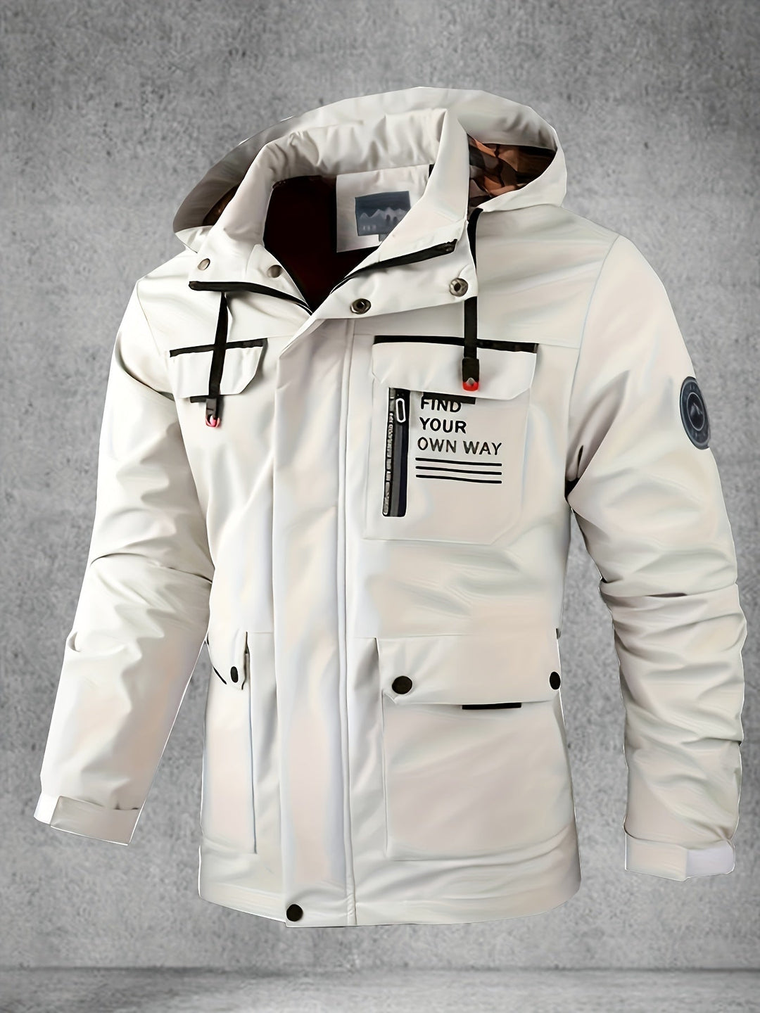 Heren waterdichte softshell jas met capuchon, perfect voor outdoor avonturen in herfst en winter.