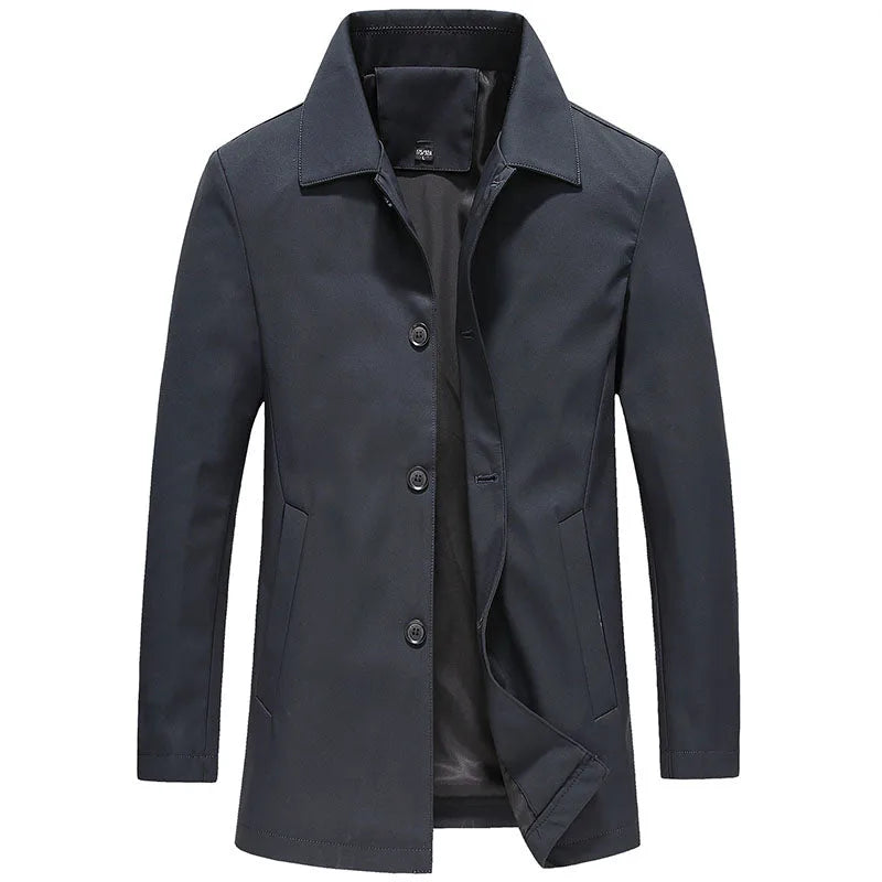 Elegante mannenmode trenchcoat voor heren, veelzijdig en stijlvol, geschikt voor business casual en dagelijks gebruik.