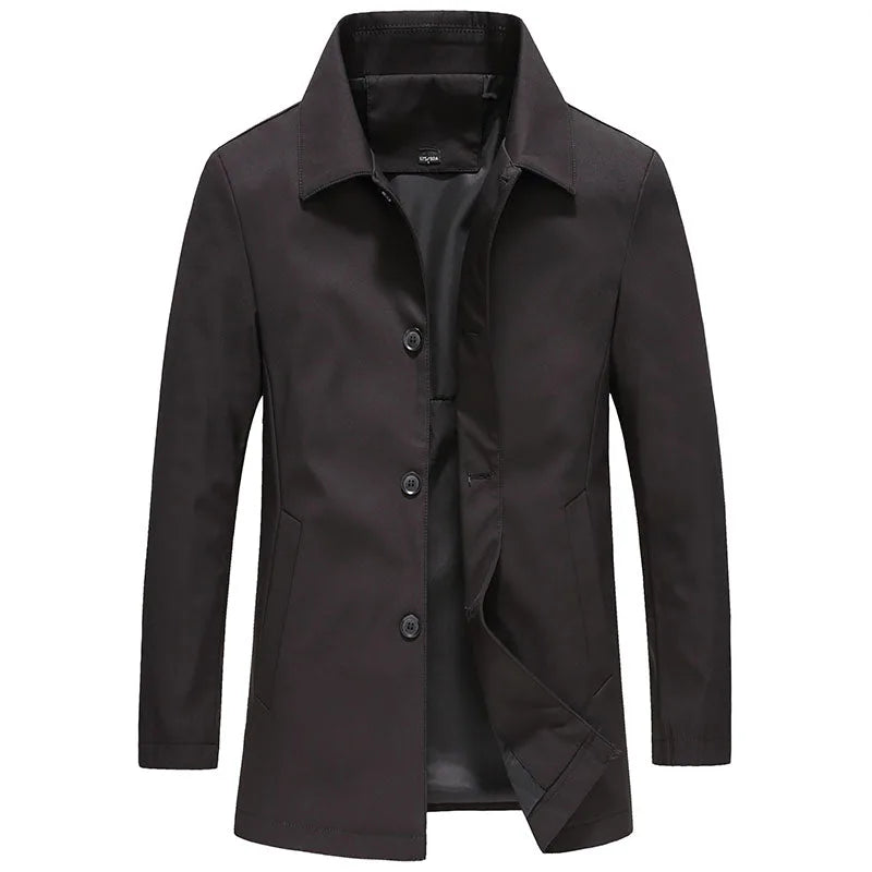Klassieke heren trenchcoat, stijlvol en tijdloos, perfect voor lente en herfst. Elegante single-breasted overjas.