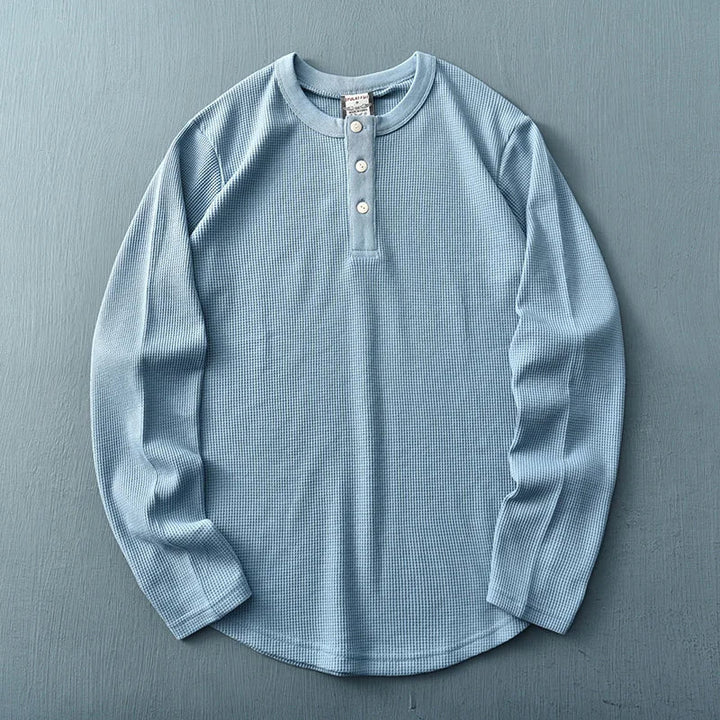 Heren Henley T-shirt met lange mouwen, casual en comfortabel voor dagelijks gebruik.
