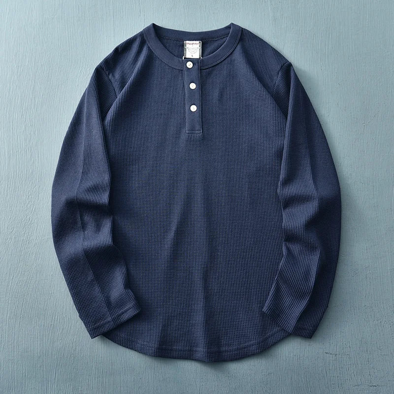 Ideaal heren Henley T-shirt met lange mouwen voor lente/herfst, comfortabele en stijlvolle top.