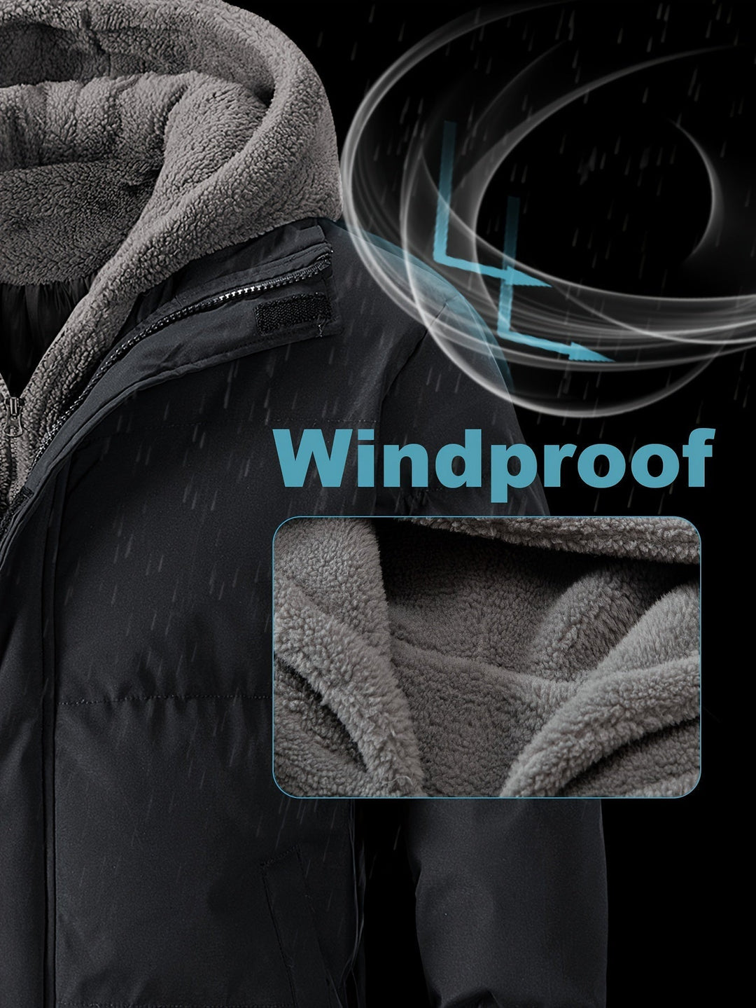 Warme en casual heren gewatteerde fleece jas, hip-length parka met verstelbare capuchon.