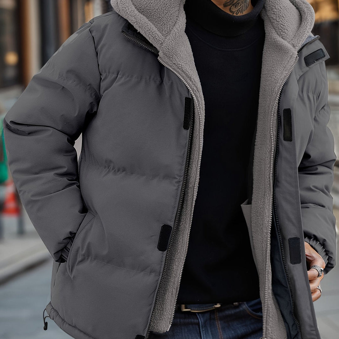 Heren gewatteerde parka, fleece jas met capuchon, perfect voor een stijlvolle warme winterlook.