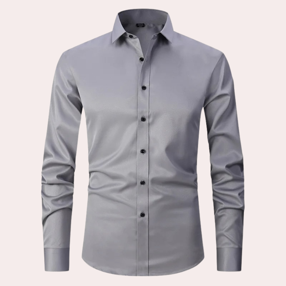 Klassiek herenoverhemd met lange mouwen, ideaal voor een nette of casual look. Comfortabele en stijlvolle herenmode.