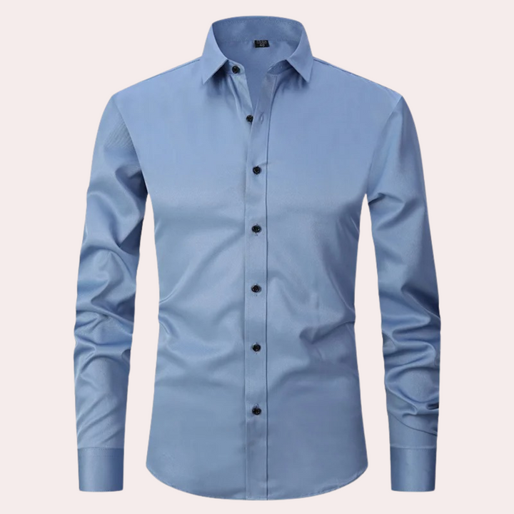 Veelzijdig herenoverhemd met lange mouwen; draag het casual of formeel. Een must-have voor moderne herenmode.