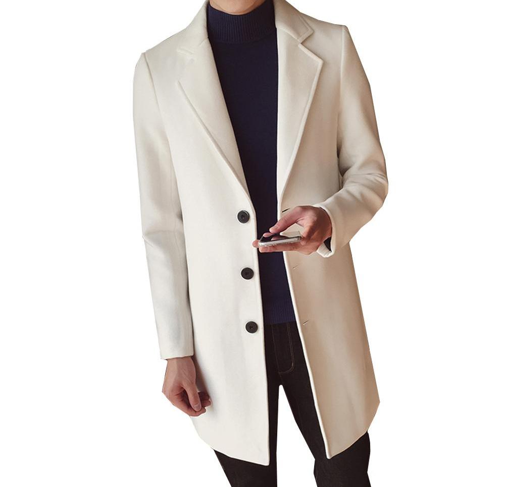 Klassieke, elegante single-breasted heren overjas. Lange, stijlvolle jas voor koude dagen; perfecte winterjas & herfst buitenkleding.