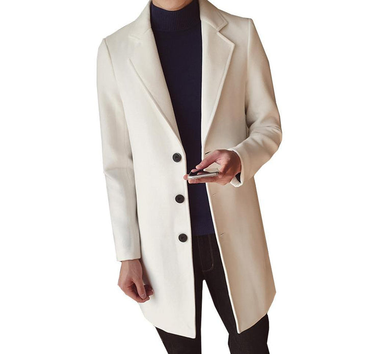 Klassieke, elegante single-breasted heren overjas. Lange, stijlvolle jas voor koude dagen; perfecte winterjas & herfst buitenkleding.