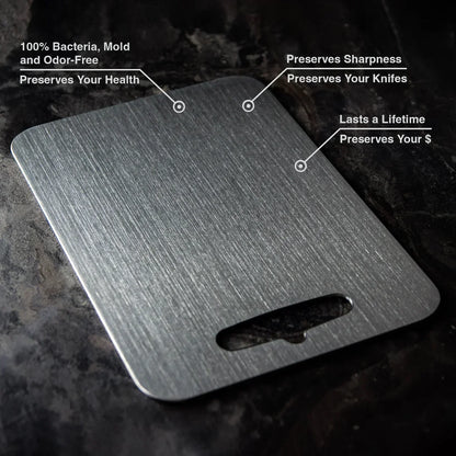 Titanium snijplank, BPA-vrij, duurzaam en antibacterieel. Geschikt voor vlees, groenten en fruit, eenvoudig te reinigen.