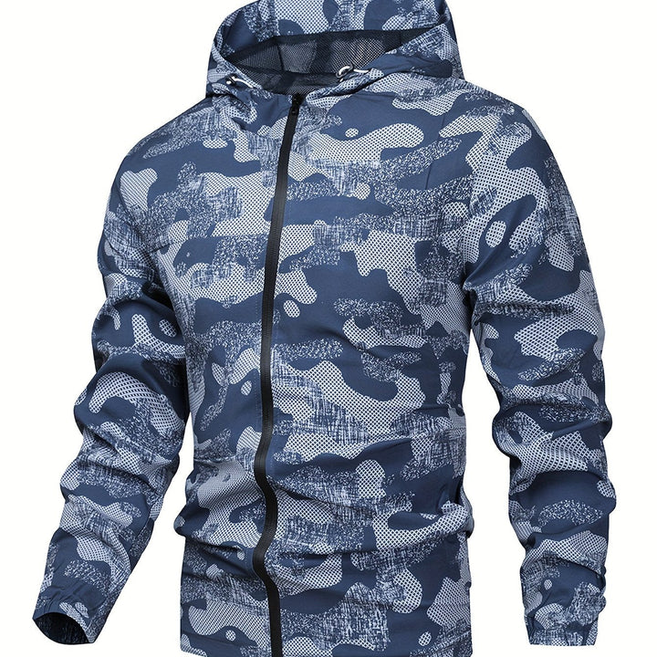 Heren kleurblok jas met capuchon en rits; een veelzijdige en comfortabele lente-herfstjas.