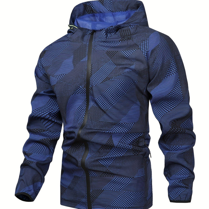 Stijlvolle windbreaker voor heren, kleurblok design, rits en capuchon; perfect voor casual look.