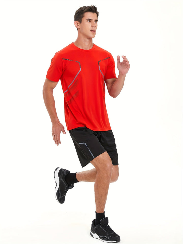 Actieve man in sneldrogend heren sportshirt, flexibel en ademend voor elke workout.