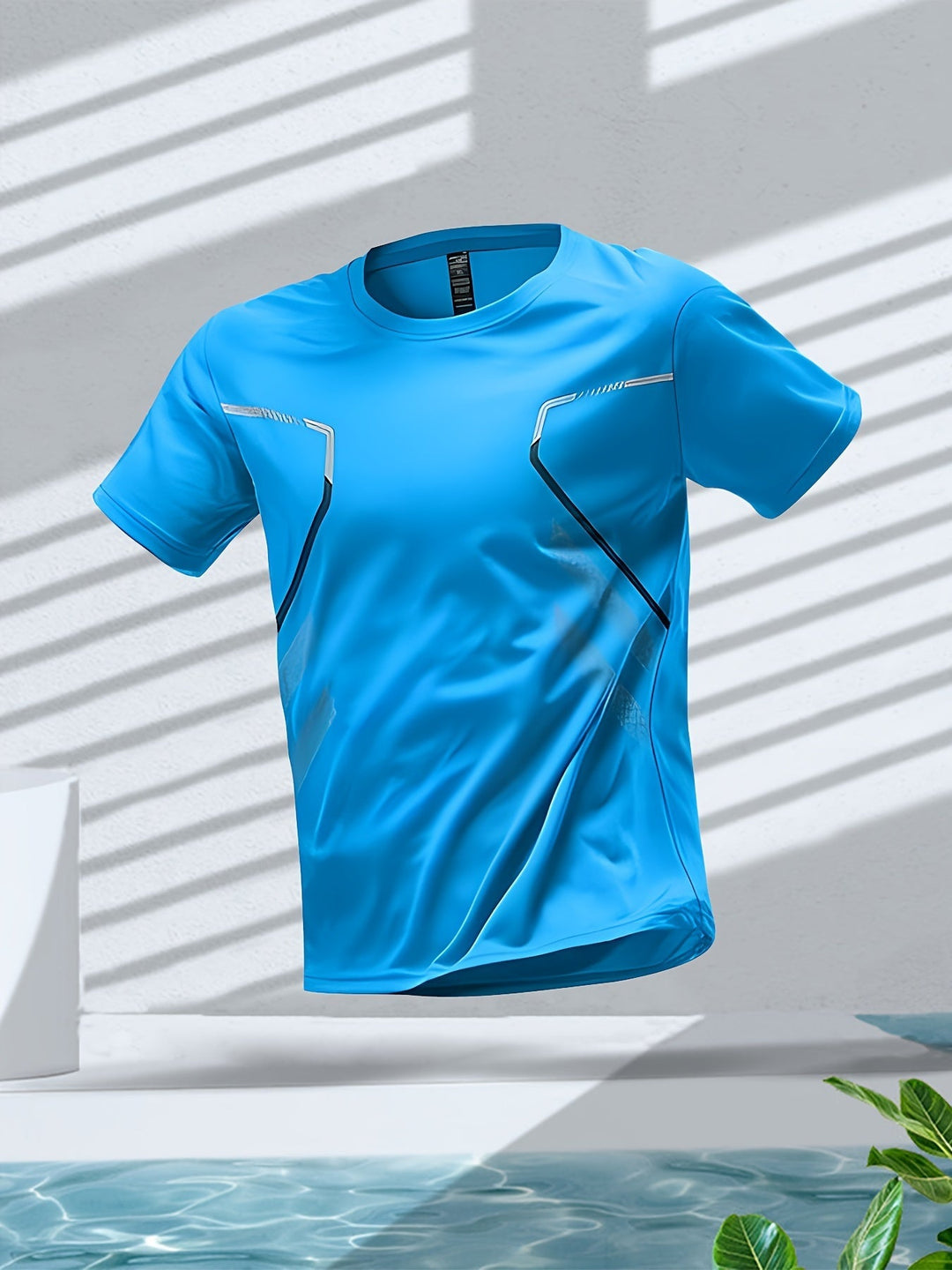 Hardloper in kleurrijk sneldrogend heren T-shirt, optimale bewegingsvrijheid voor sport.