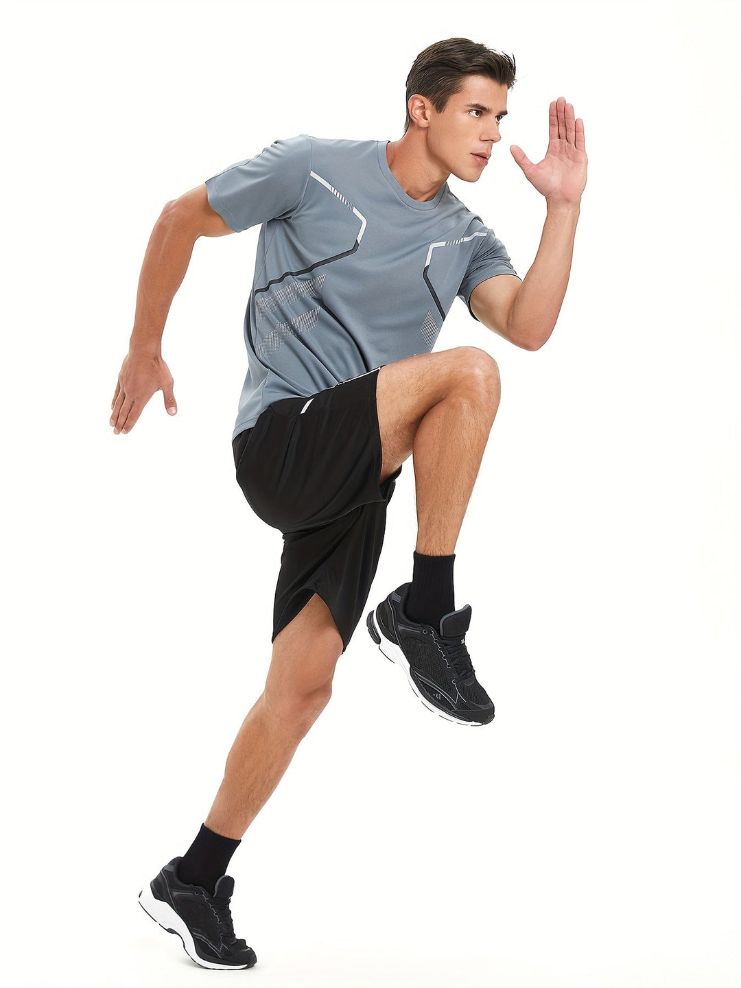 Heren sportshirt, sneldrogend, kleurrijk ombré, loszittend, perfect voor gym of outdoor.