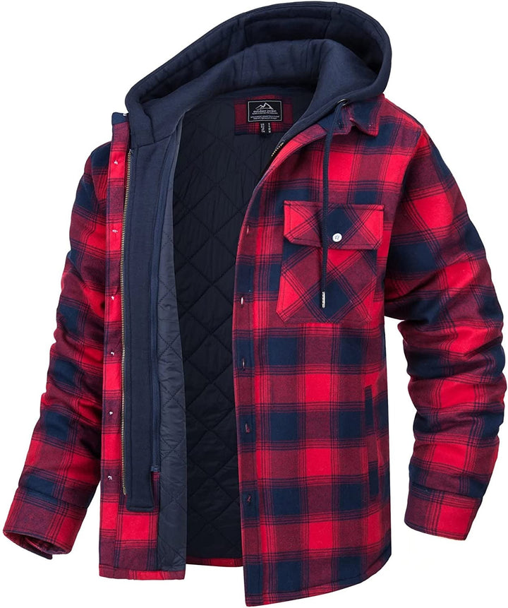 Casual geruit herenvest met capuchon, multifunctioneel als overshirt of lichte jas. Meerkleurig.