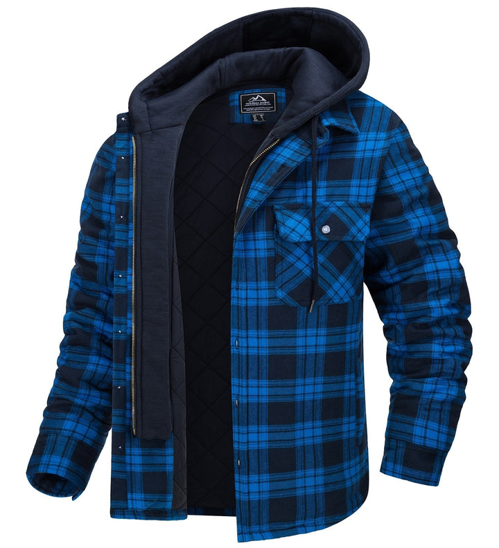 Stijlvol meerkleurig geruit herenvest met capuchon, perfect voor een casual look in lente/herfst.