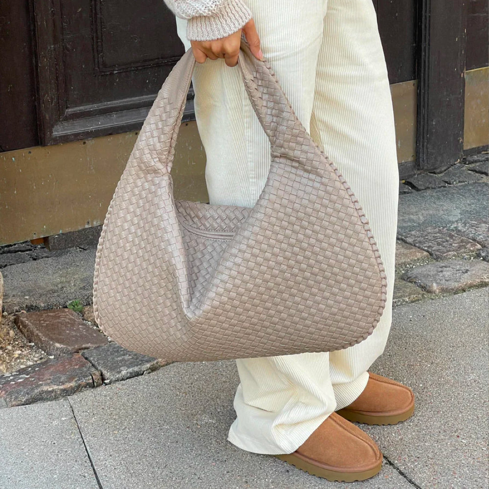 Elegante geweven dames tote bag 'Elise', ideaal als stijlvolle handtas en dagelijkse tas.