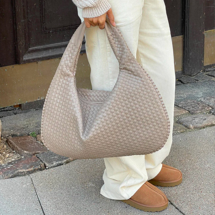Elegante geweven dames tote bag 'Elise', ideaal als stijlvolle handtas en dagelijkse tas.