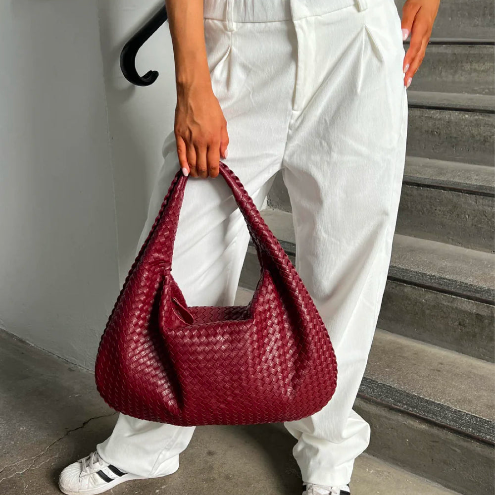 Elise dames stijlvolle geweven tote bag, ruim en elegant, perfect als dagelijkse schoudertas.