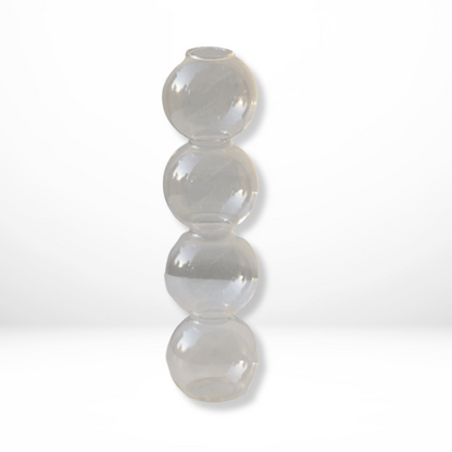 "Transparante handgeblazen glazen bubbelvaas met modern design, elegant glaswerk voor interieurdecoratie."