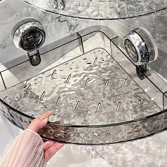 "Transparante, schadevrije badkamerwandopslag met sterke zuignappen, ideaal voor zware items en eenvoudig te installeren."