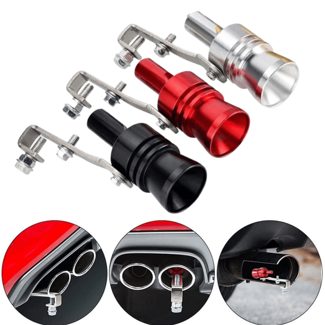 Zilverkleurige universele auto uitlaat versterker voor indrukwekkend turbo geluid; ideaal voor auto tuning.