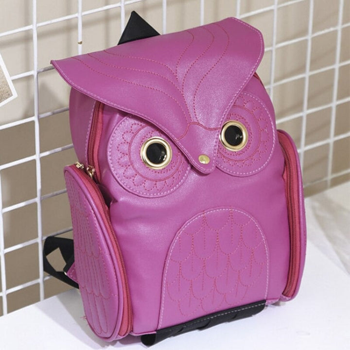 Georganiseerde PU leren damesrugzak/handtas met uilprint en diverse binnenvakken voor al je essentials.