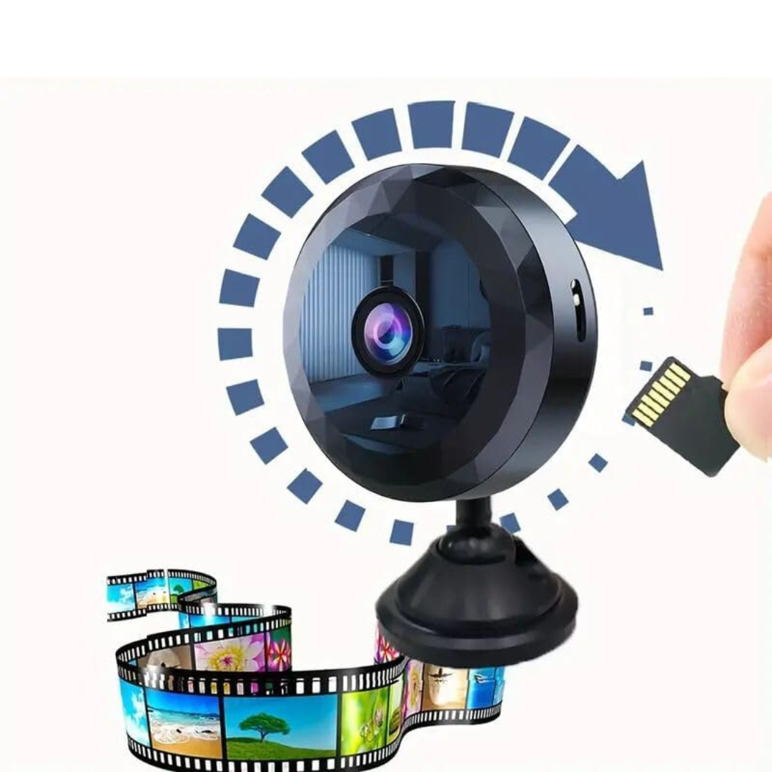 Draadloze smart home beveiligingscamera met wifi, compact design en eenvoudige installatie voor veiligheid.