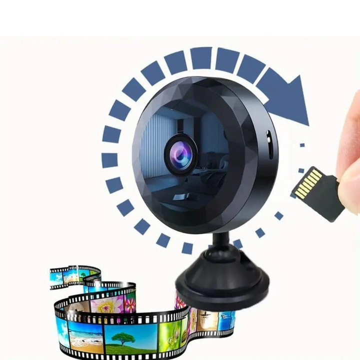 Draadloze smart home beveiligingscamera met wifi, compact design en eenvoudige installatie voor veiligheid.