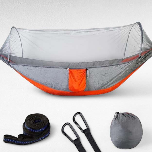 Backpacking hangmat met muggennet: Ultralichte, duurzame hangmat van nylon met insectennet voor avontuurlijke backpackers.