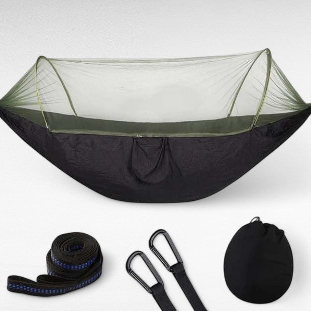 Snelle opzet hangmat: Eenvoudig te installeren ultralichte nylon hangmat met insectennet voor zorgeloze outdoor avonturen.