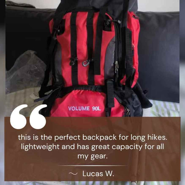 Comfortabele 90L outdoor rugzak, ultralicht en waterdicht, ideaal voor trektochten en backpacken.
