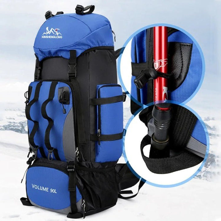 Grote 90L trekking rugzak, waterdicht en lichtgewicht, perfect voor lange wandelreizen en outdoor avonturen.