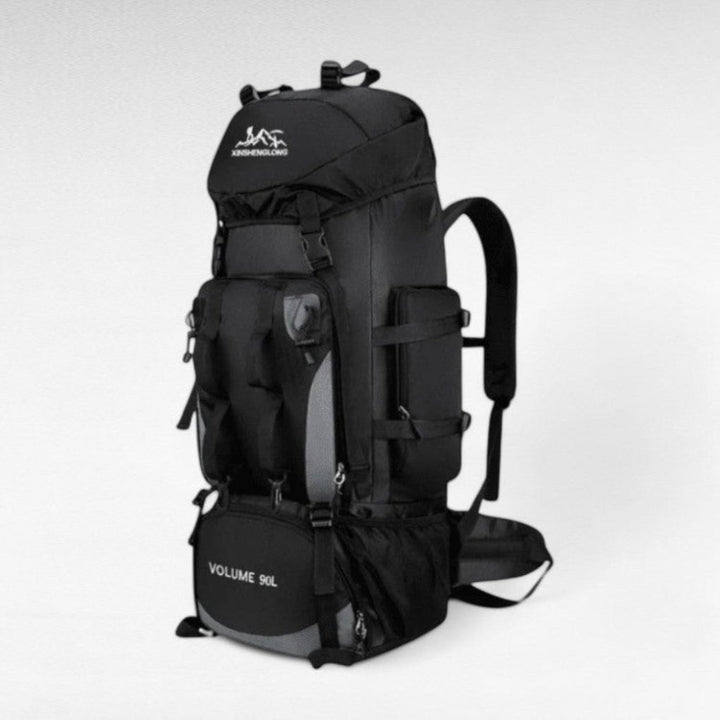 Comfortabele, ultralichte 90L outdoor rugzak voor wandelen en lange tochten. Waterdicht unisex design met veel opbergruimte.