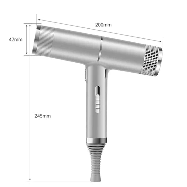 Krachtige, ultralichte ionen föhn voor professionele haarstyling met anti-pluis en glans effect.