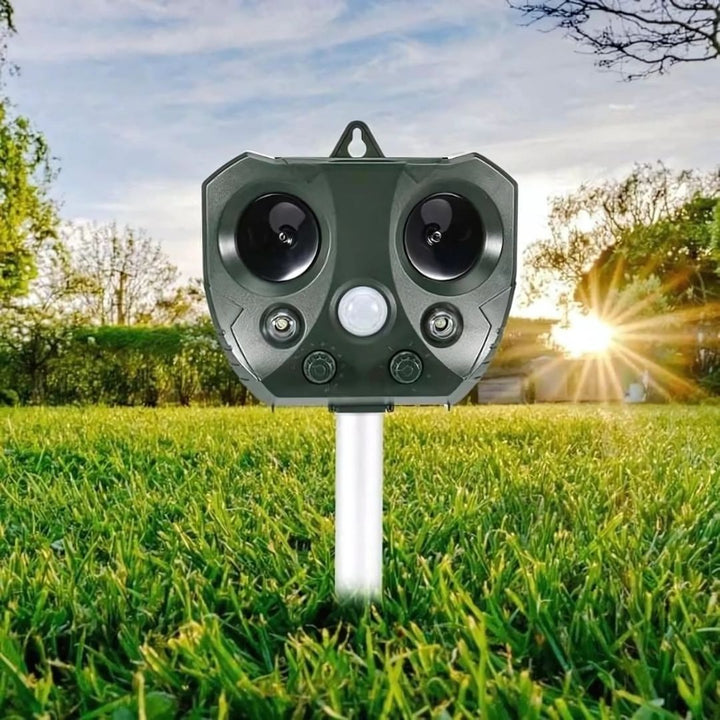 Ultrasone vogel- & ongedierteverjager: stille tuinbescherming op zonne-energie, waterdicht voor buiten.