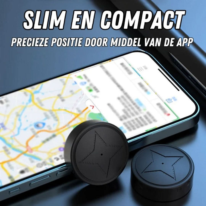 Compacte, magnetische GPS-tracker onopvallend bevestigd aan voertuig voor anti-diefstal en beveiliging.