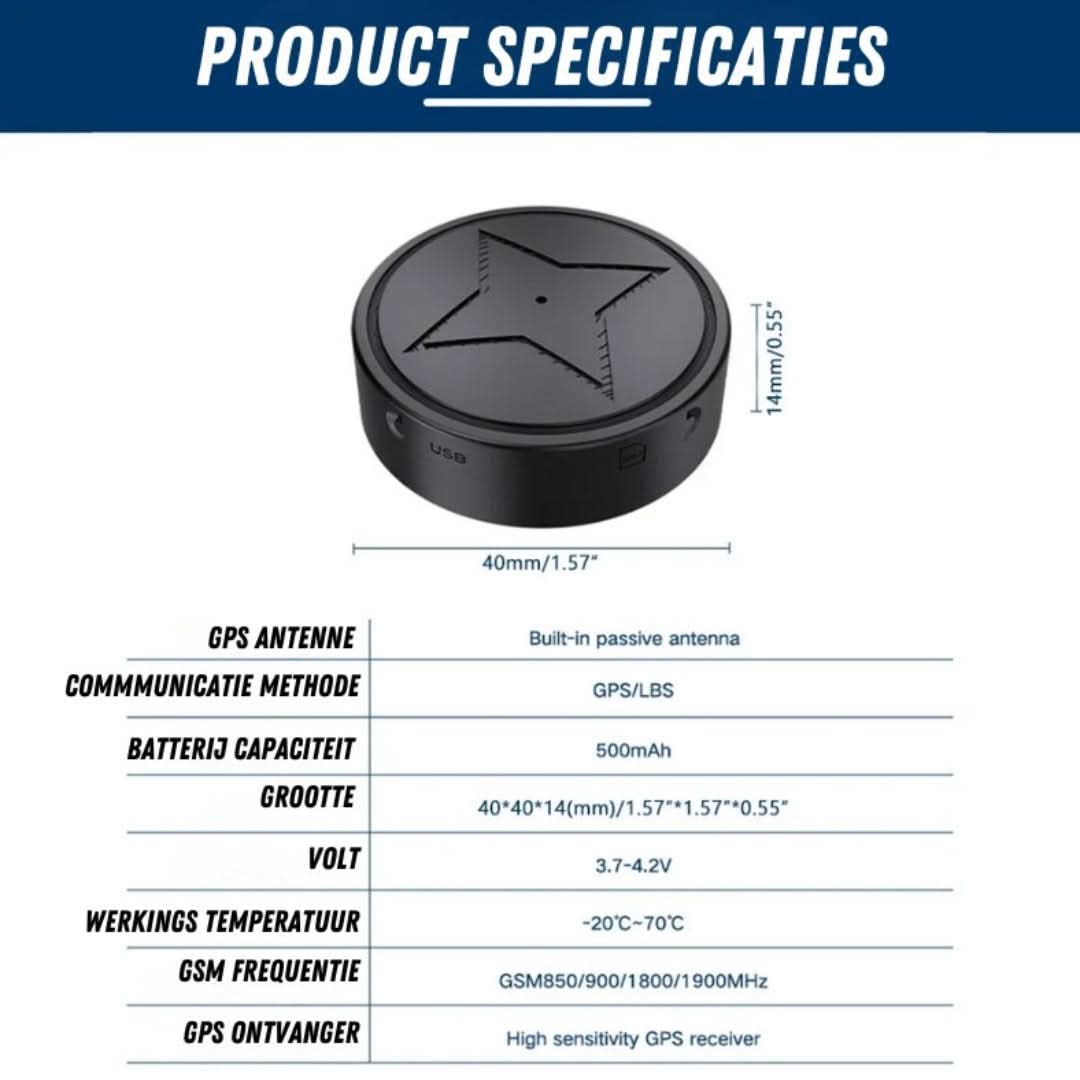 Sterke magnetische GPS-tracker voor veilige bevestiging op metalen oppervlakken, perfect volgsysteem.